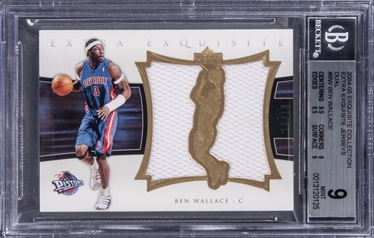 2004-05 UD "Exquisite Collection" Extra Exquisite Jerseys Dual #BW Ben Wallace Dual Jersey Card (#10/10) - BGS MINT 9